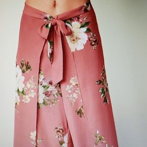 Floral open leg pants